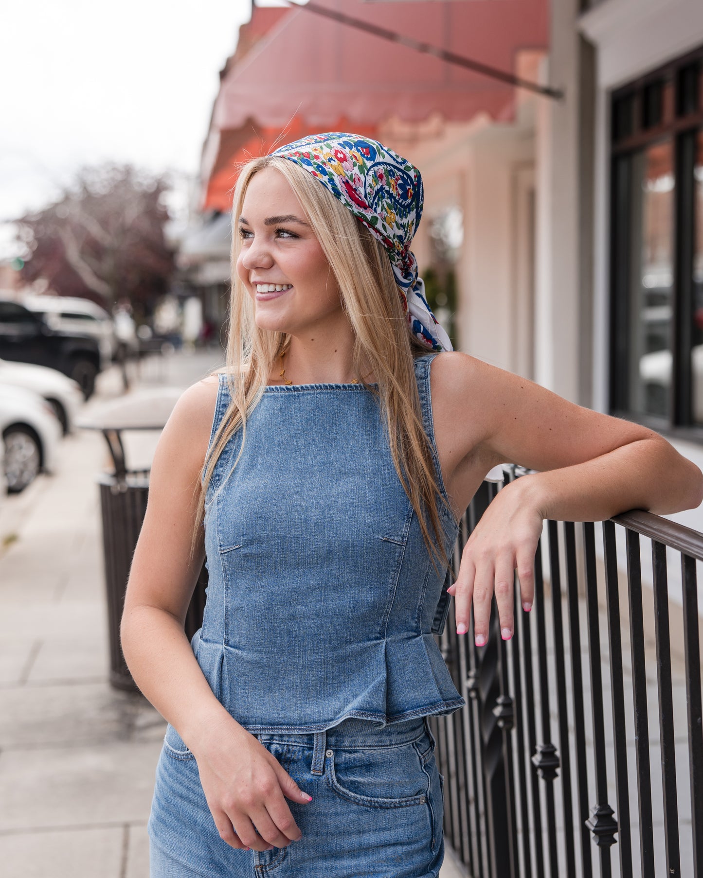 Free People Sunfaded Denim Top - Steel Blue