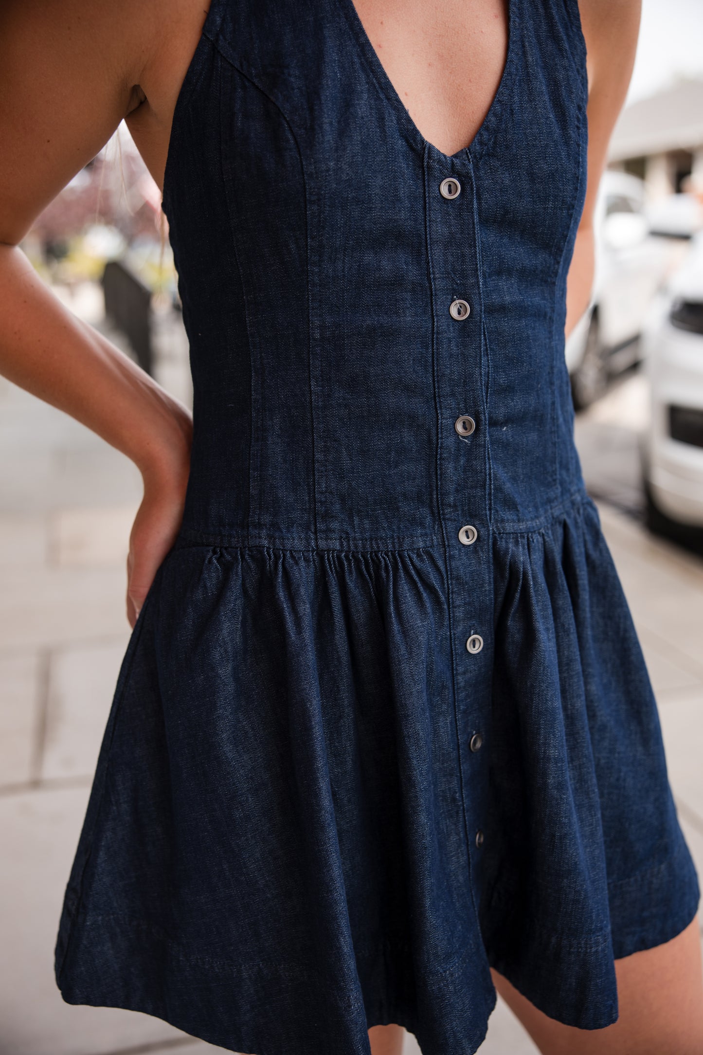 Free People Clean Break Denim Mini Dress - Night Wash