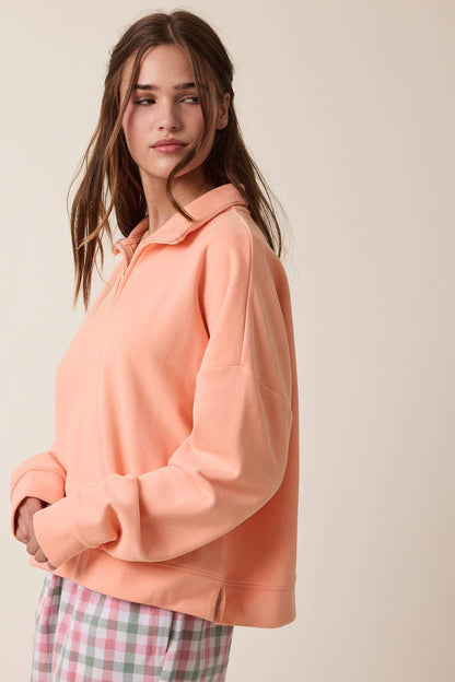 Half-Zip Knit Pullover - Melon