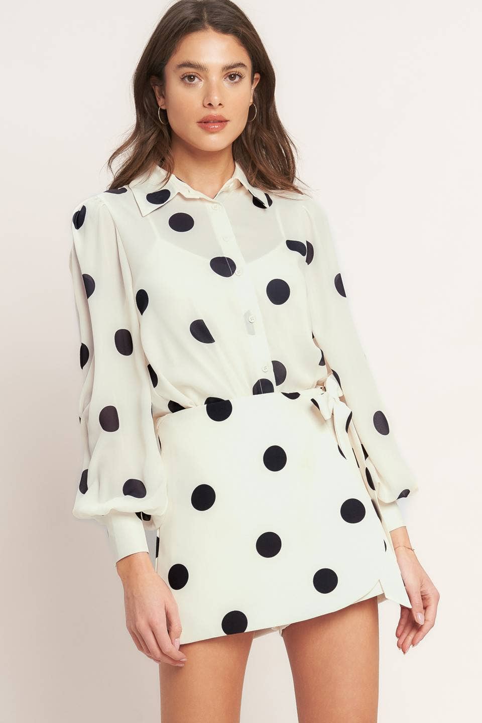 Polka Dot Top - Ivory/Black