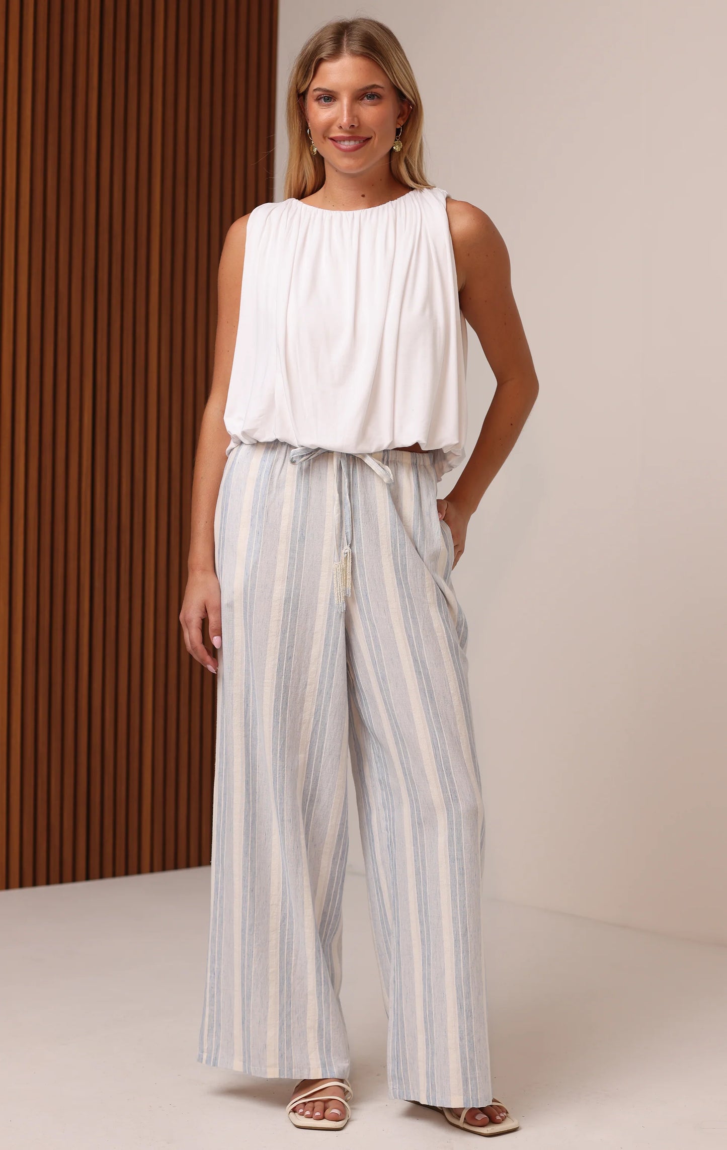 Beaded Beach Pant - Coastal Stripe