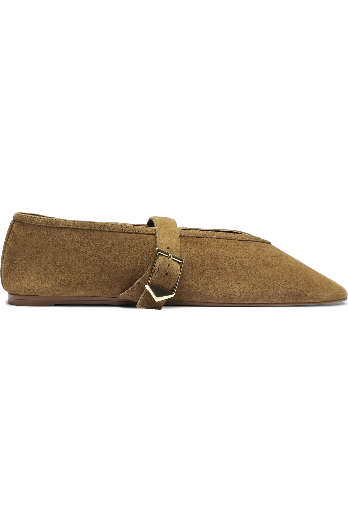Vick Buckle Ballet Flat Shoe - Dried Olive Suede