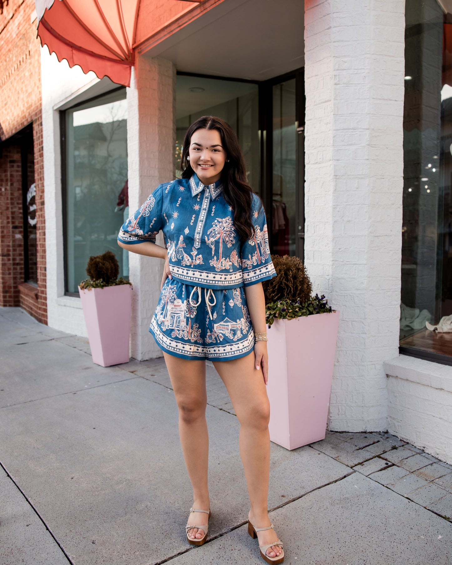 ALEMAIS Acacia Cropped Shirt - Blue