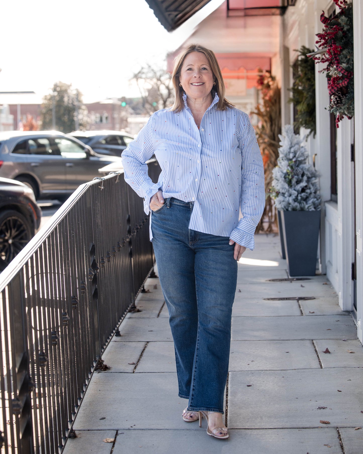 Nicola Multicolor Strass Shirt - Sky Blue