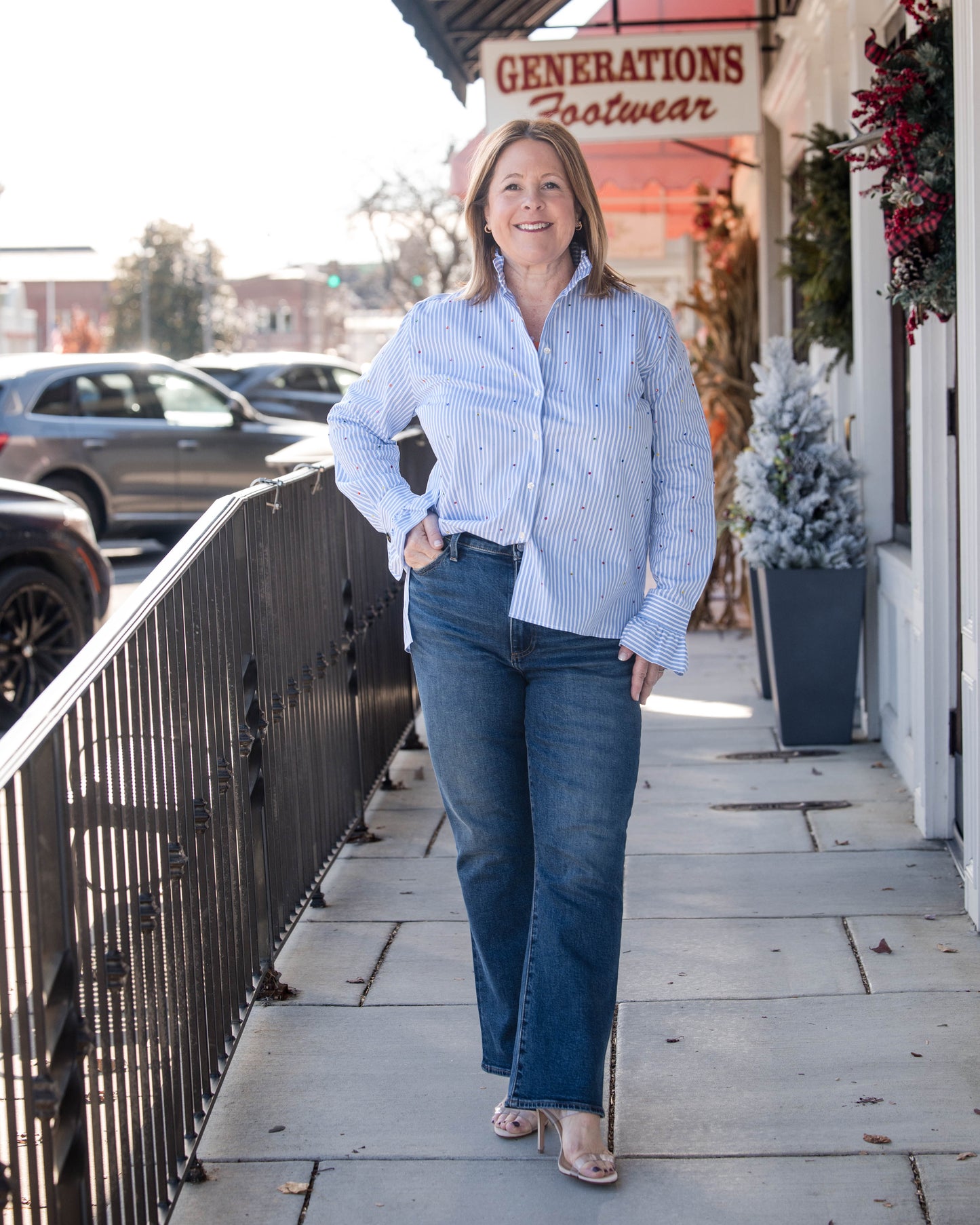 Nicola Multicolor Strass Shirt - Sky Blue