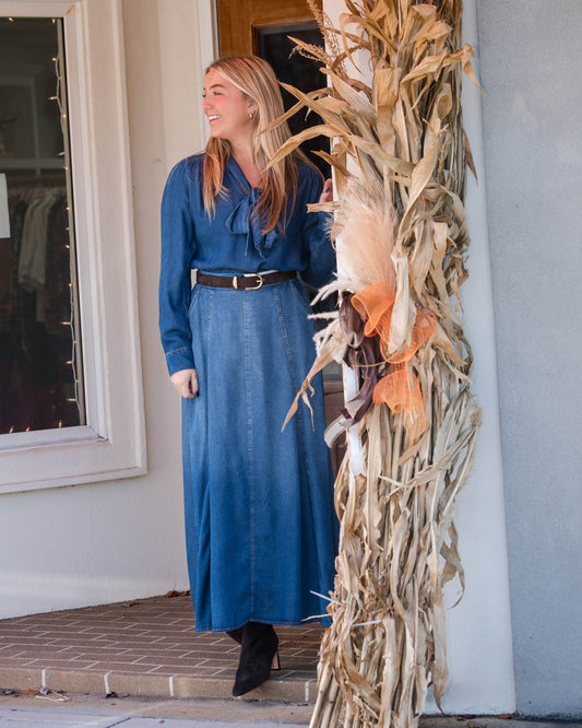 Denim Maxi Skirt - Dark Denim