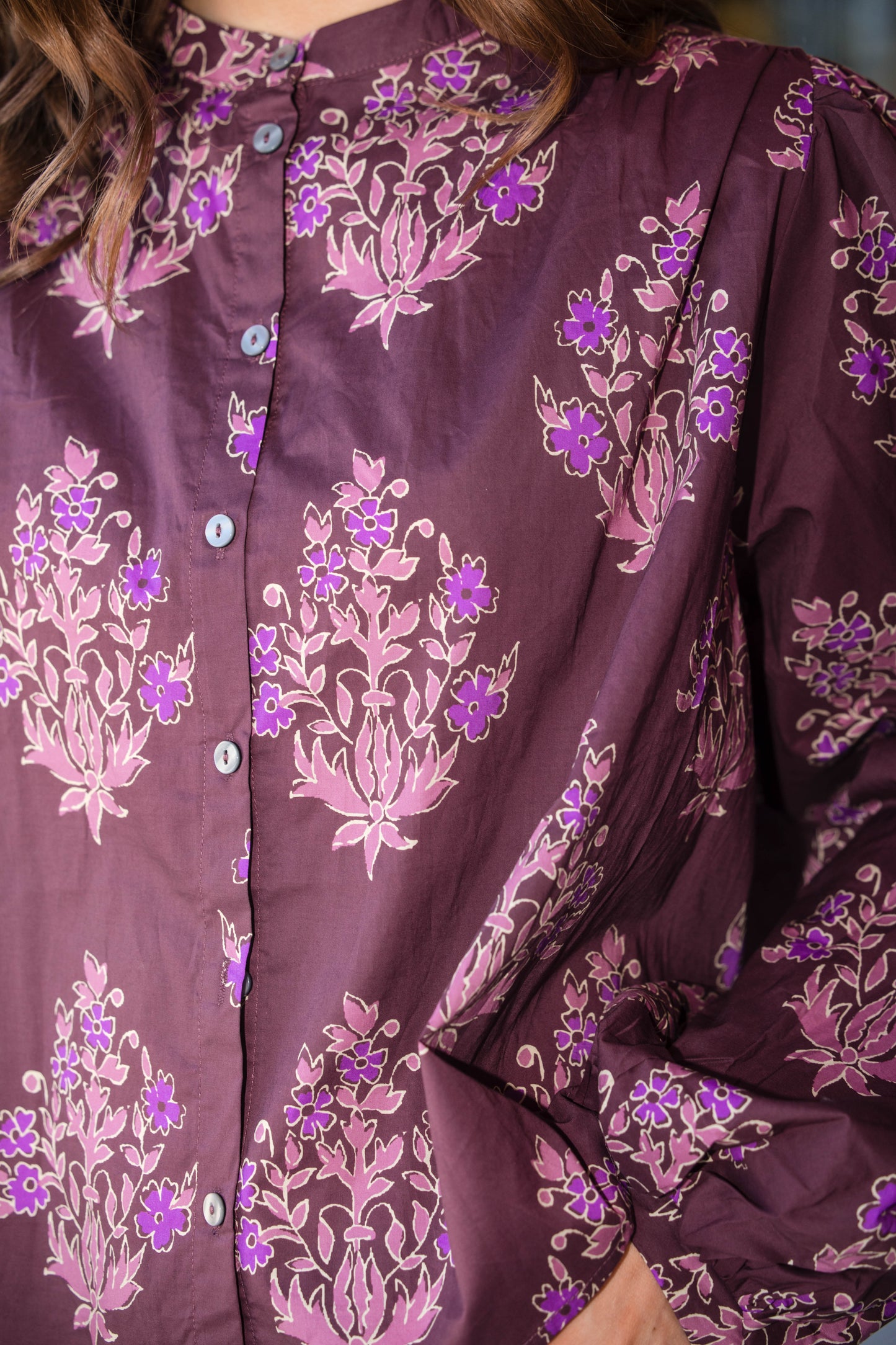 Printed Blouse - Burgundy