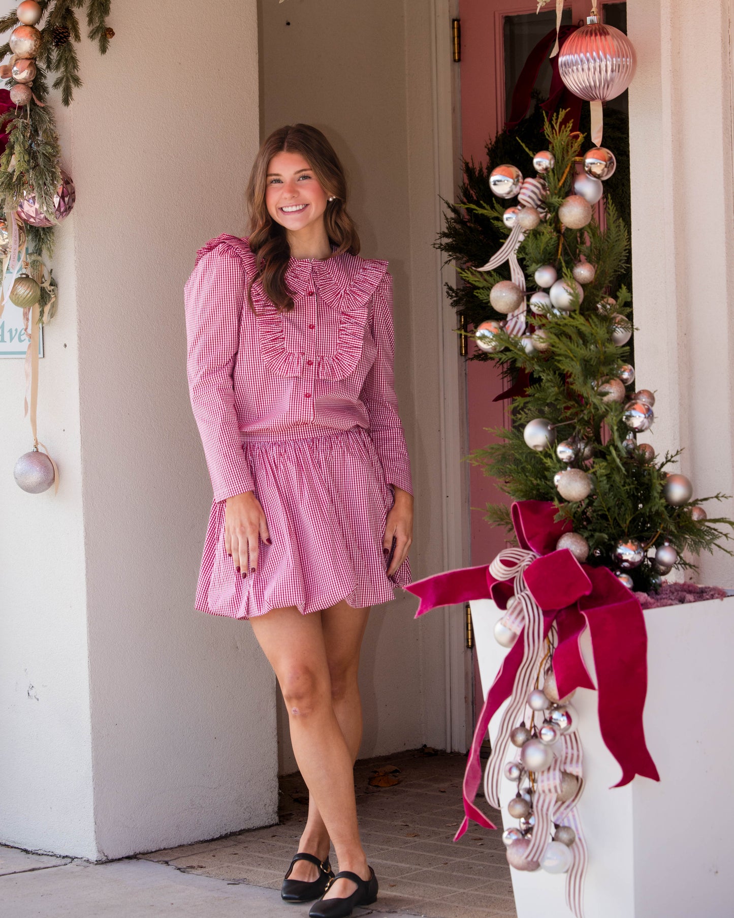 Kinsley Bubble Skirt - Carmine Check