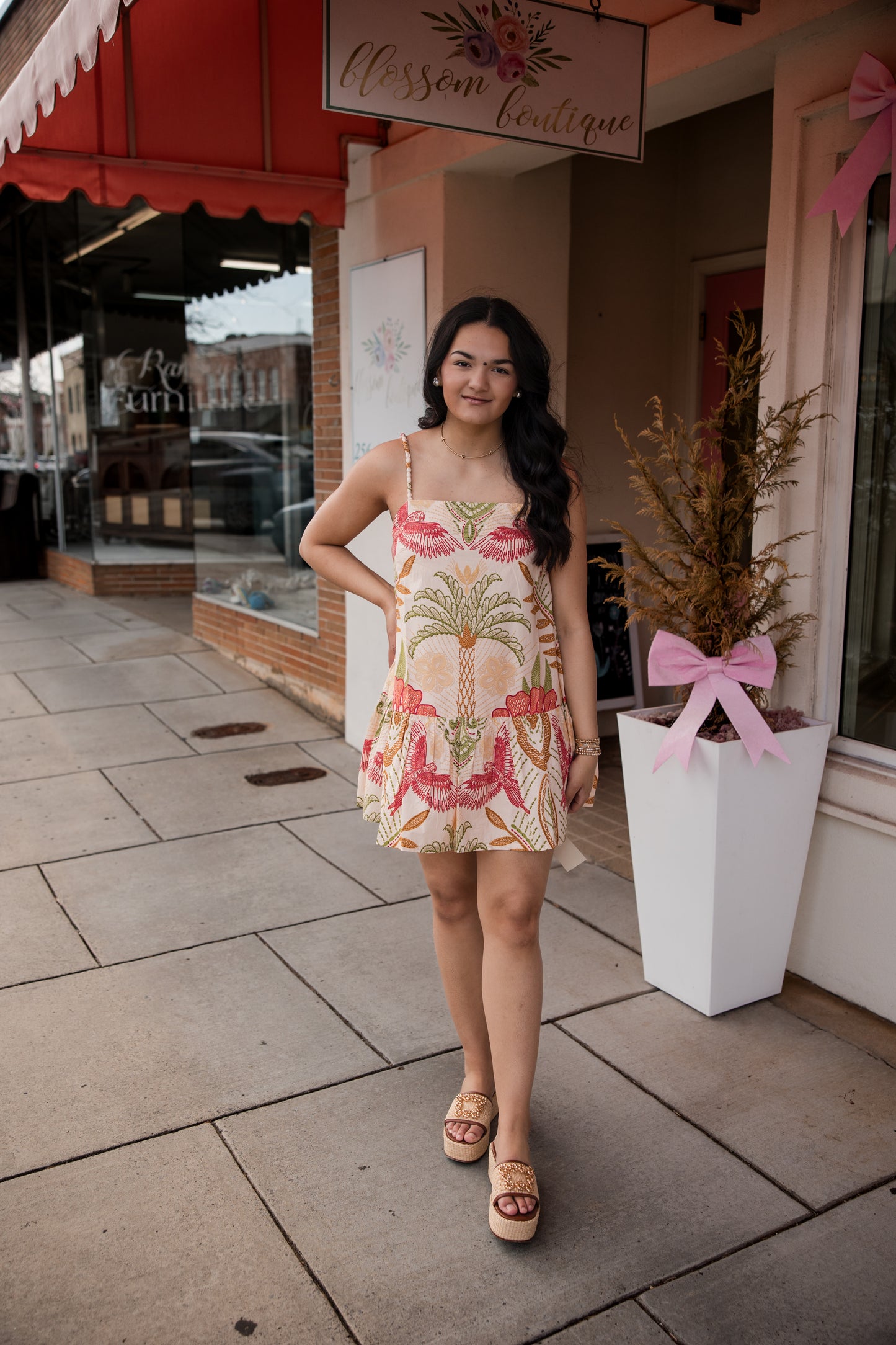 Scarlett Mini Dress - Stitchwork Hibiscus