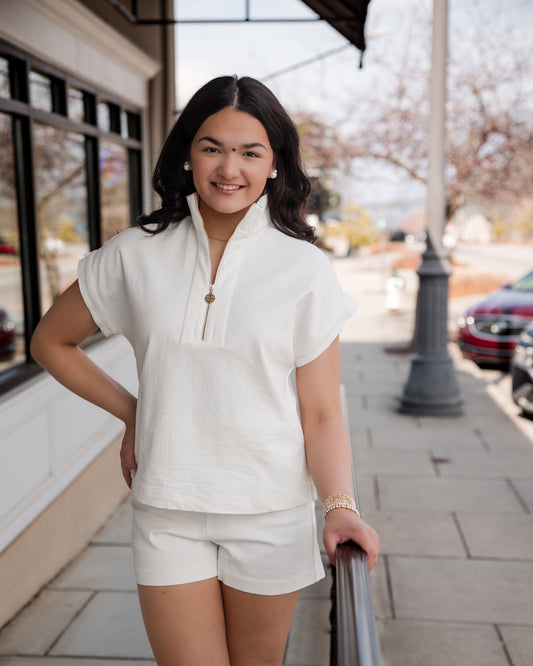 Poppy Pullover Top - Gardenia Denim