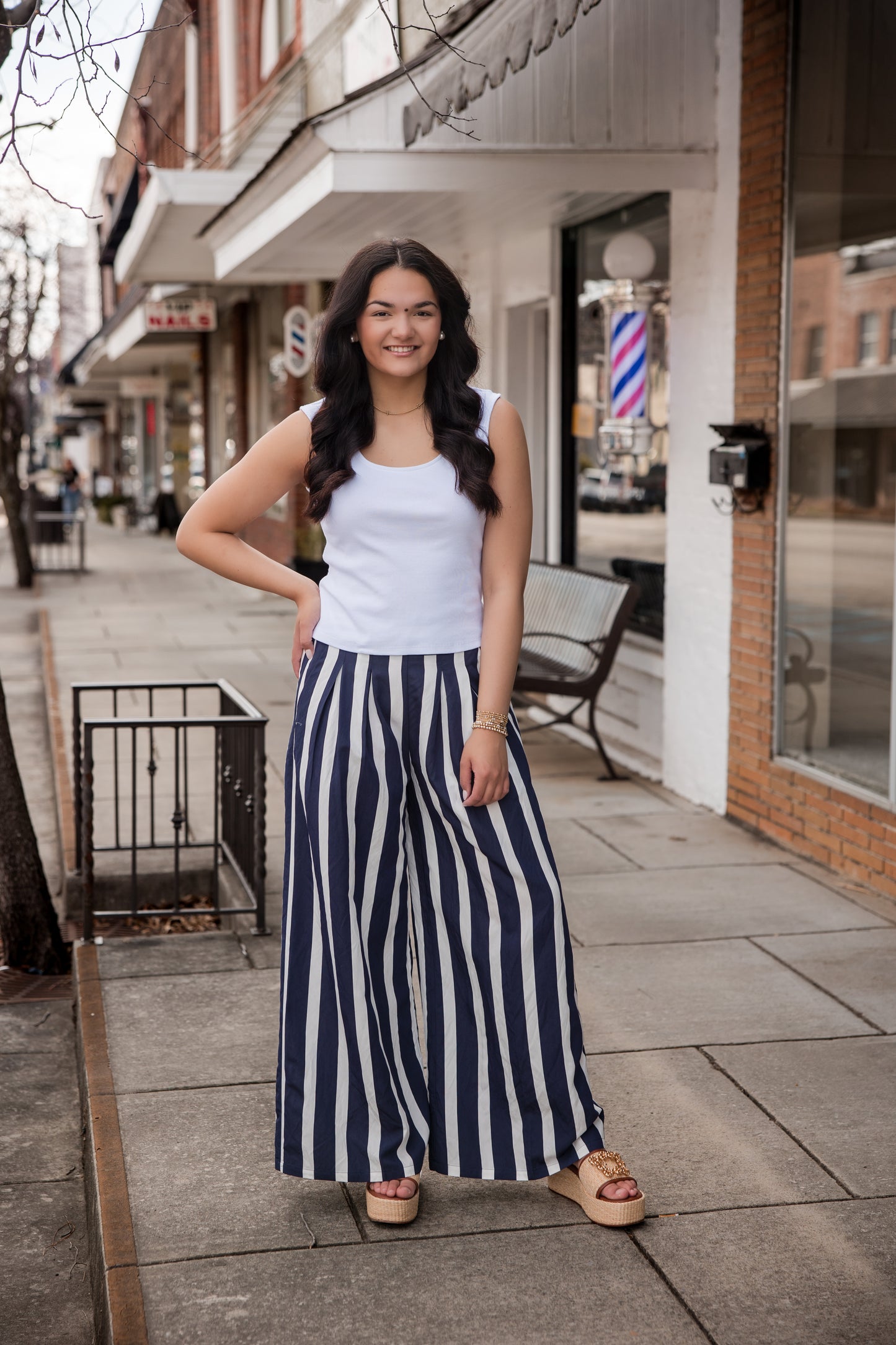 Striped Pants - Navy