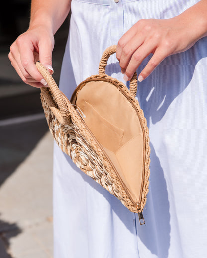 Multi Color Half Moon Straw Bag - Khaki