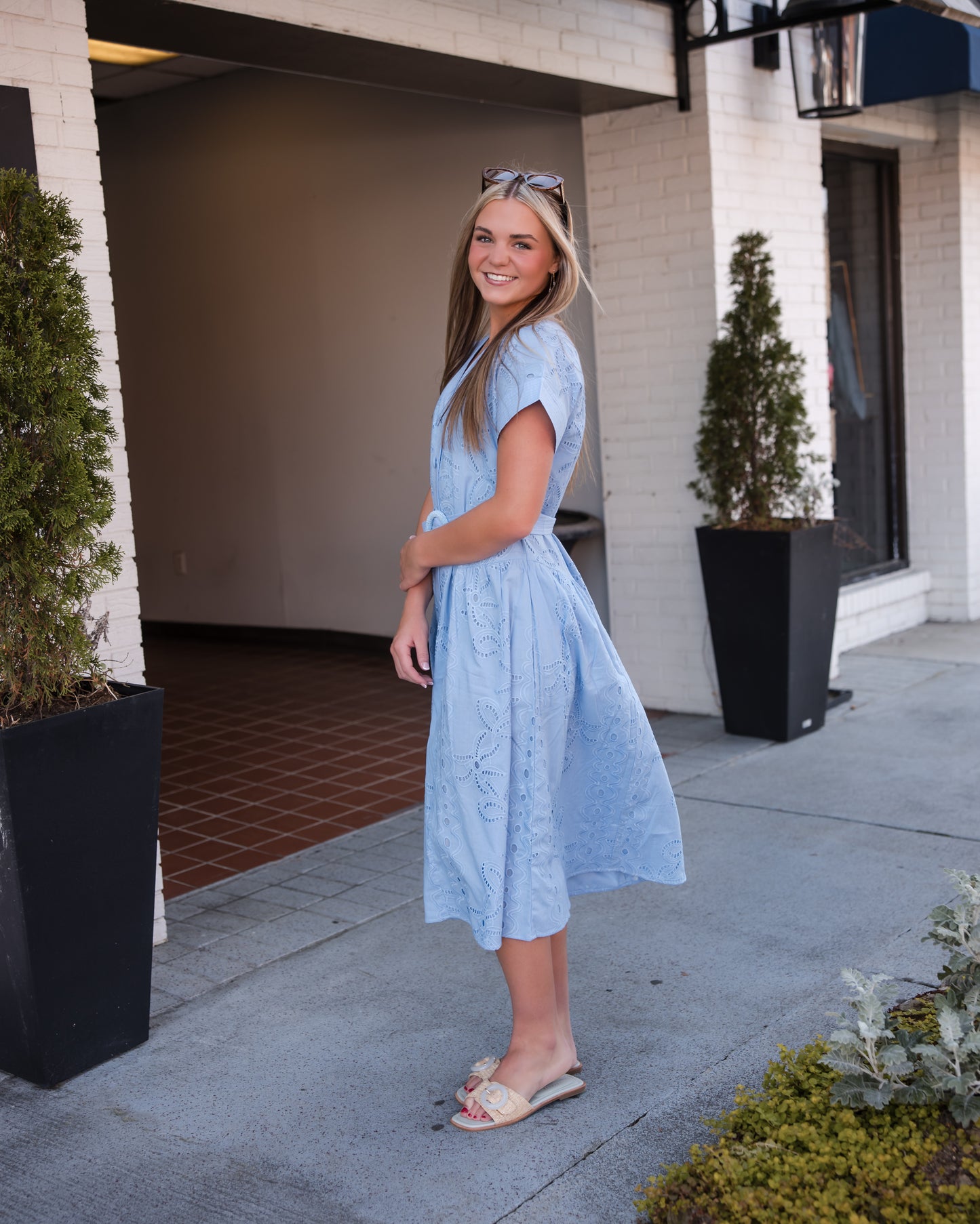 Andrea Dress - Blue Lily Garden Eyelet
