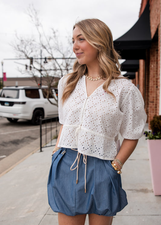 Sporty Bubble Skirt - Azure Tencel