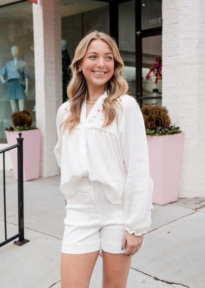 Flora + Texture Blouse - Salt