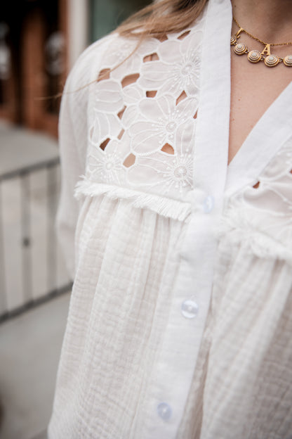 Flora + Texture Blouse - Salt