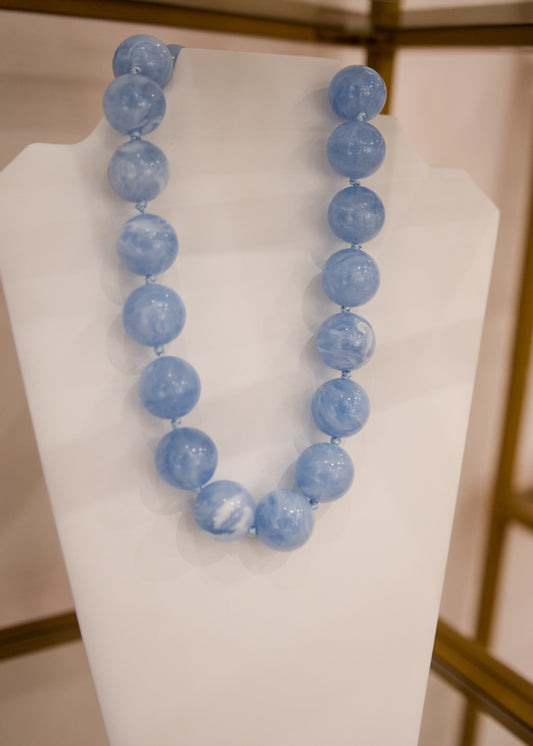 Marble Ball Necklace - Light Blue