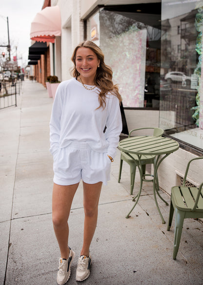 Faux Fly Short - White