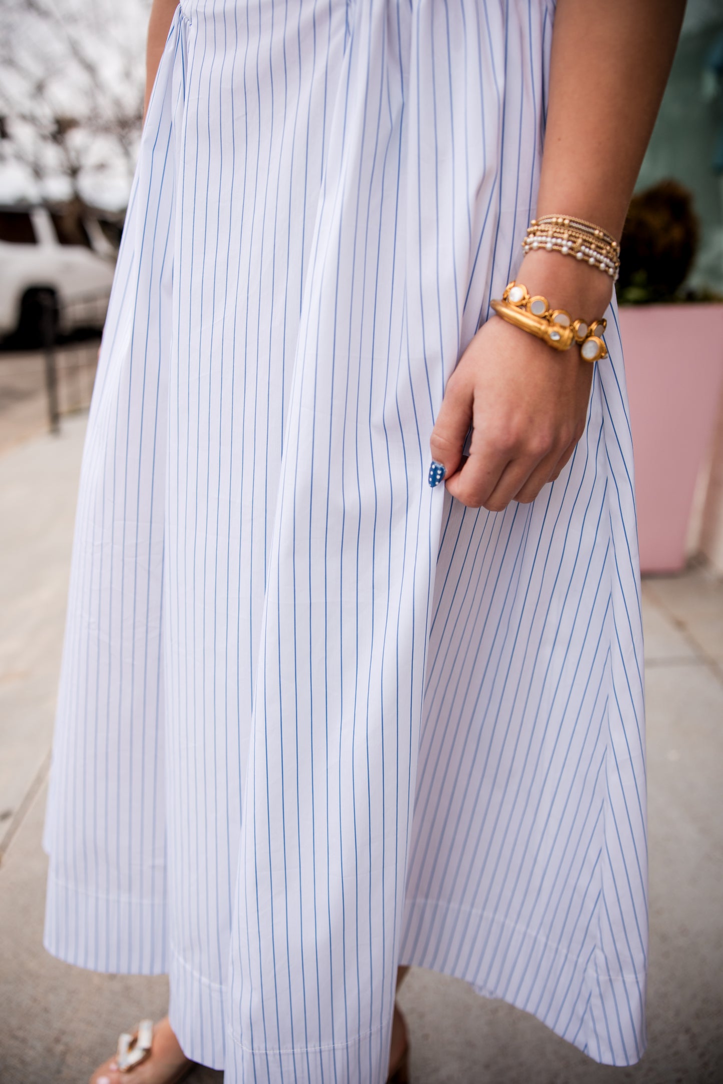 Taylor Poplin Stripe Dress - Spring Stripe