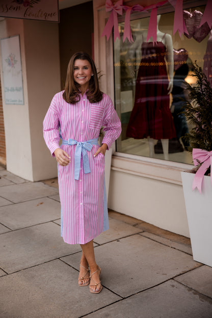 Libby Stripe Dress - Pink