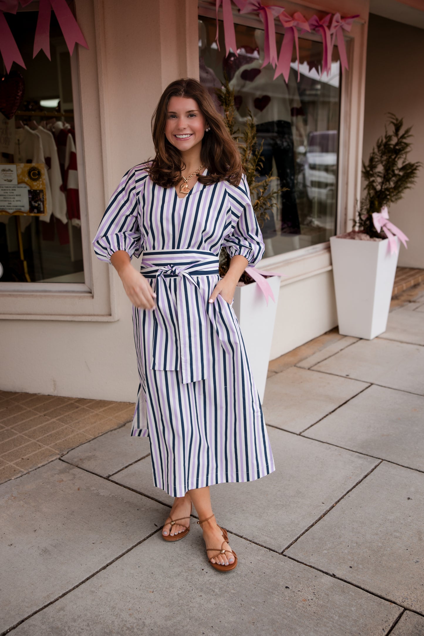 Coco Palm Beach Dress - Lavender/Navy