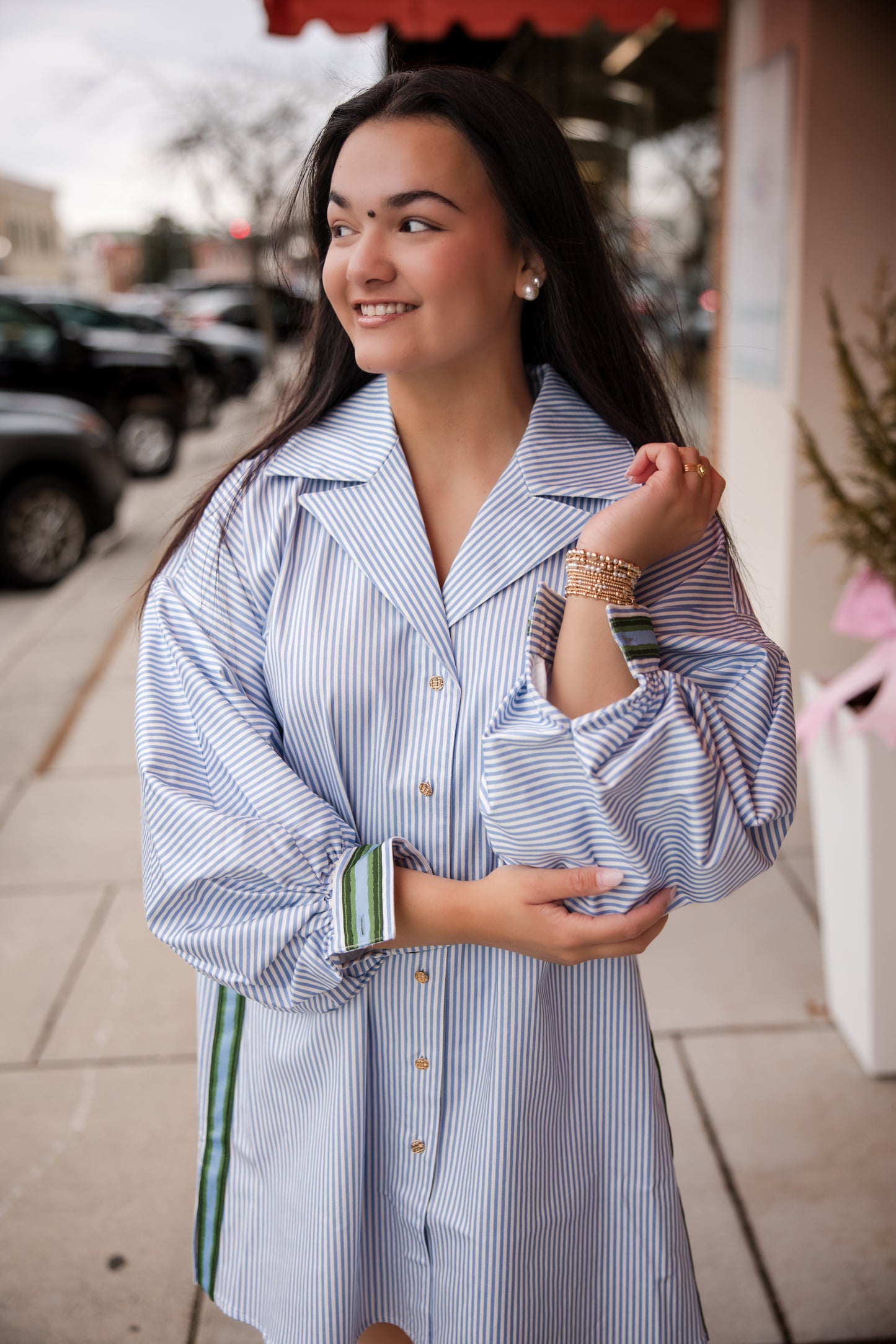 Iris Oxford Dress - Grapemist Stripe