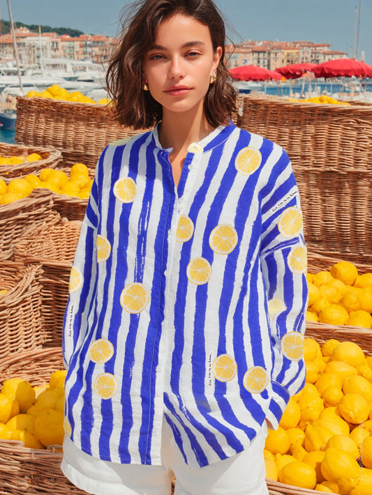 Striped Lemon Shirt - Blue