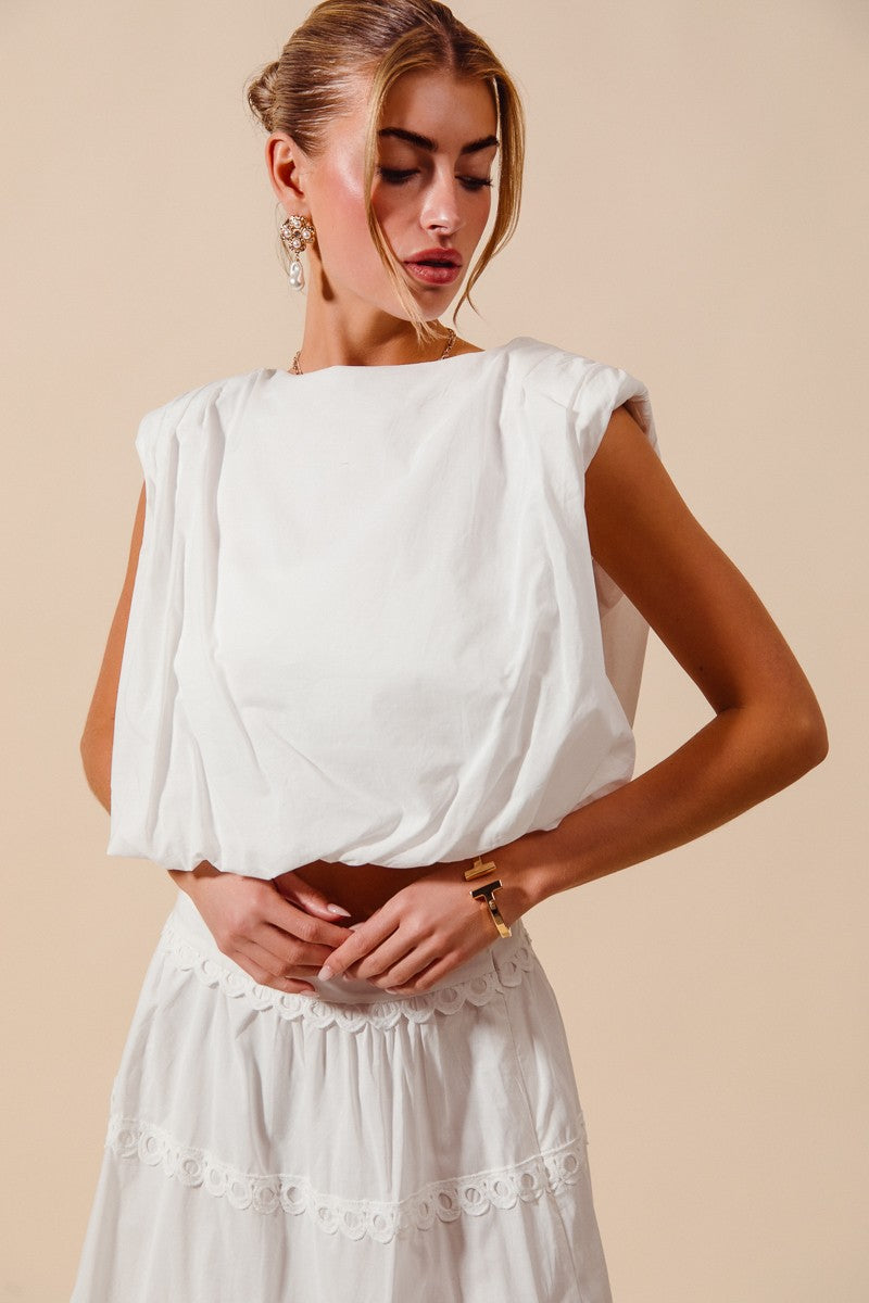 Lace Trimmed Maxi Skirt Set - Off White