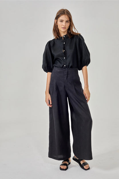 Bubble Linen Shirt - Black