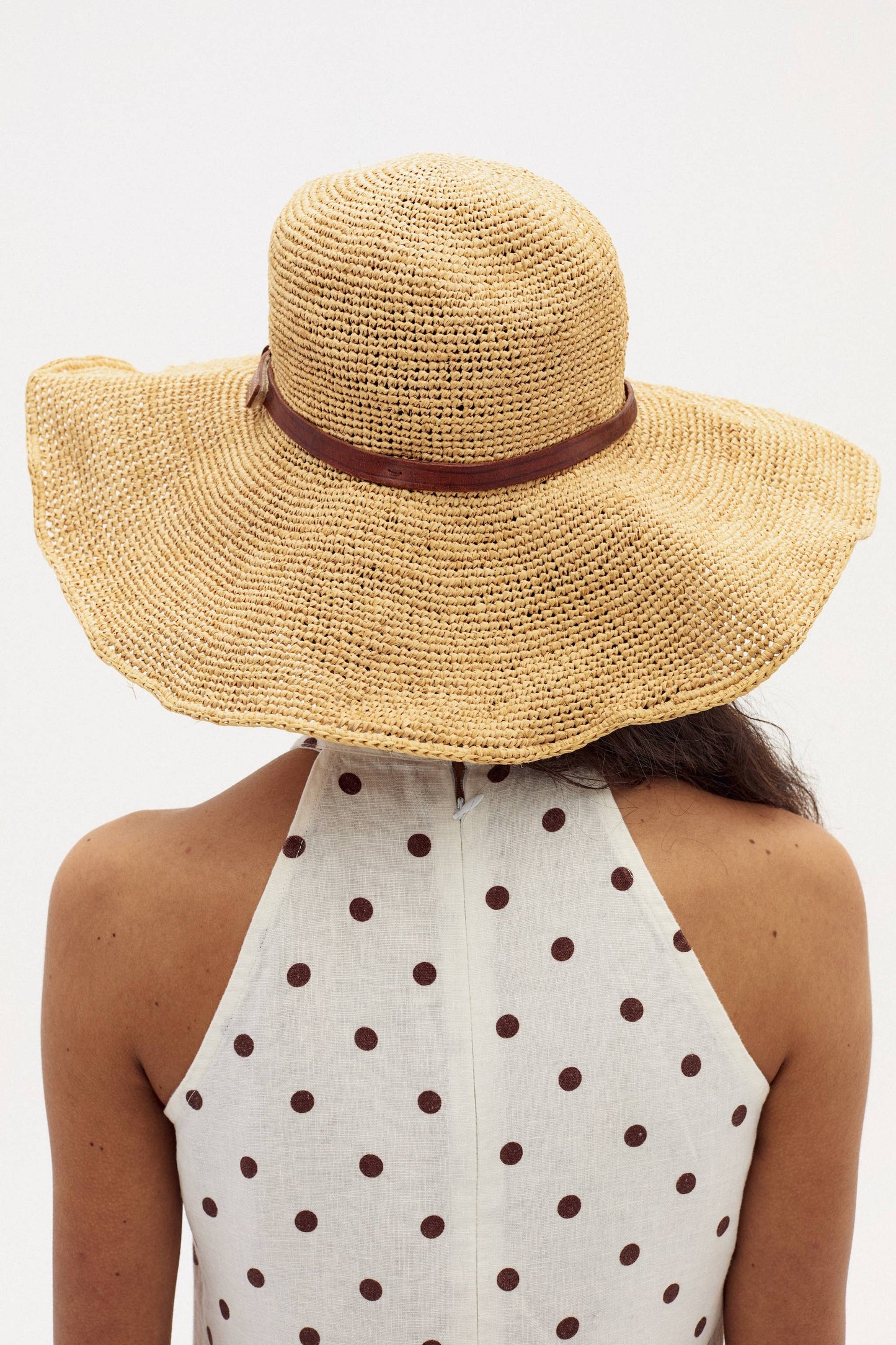 Olivia Linen Dress - Brown Polka Dots