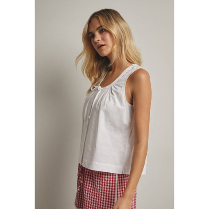 Front Tie Button-Up Blouse - Off White