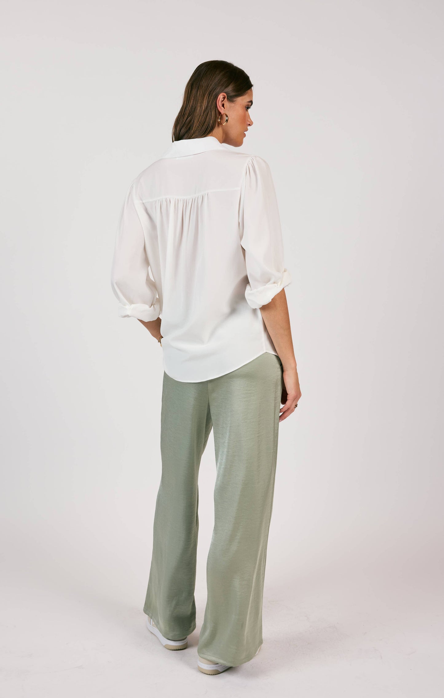 Stillness Yoked Splitcuff Buttondown Shirt - White