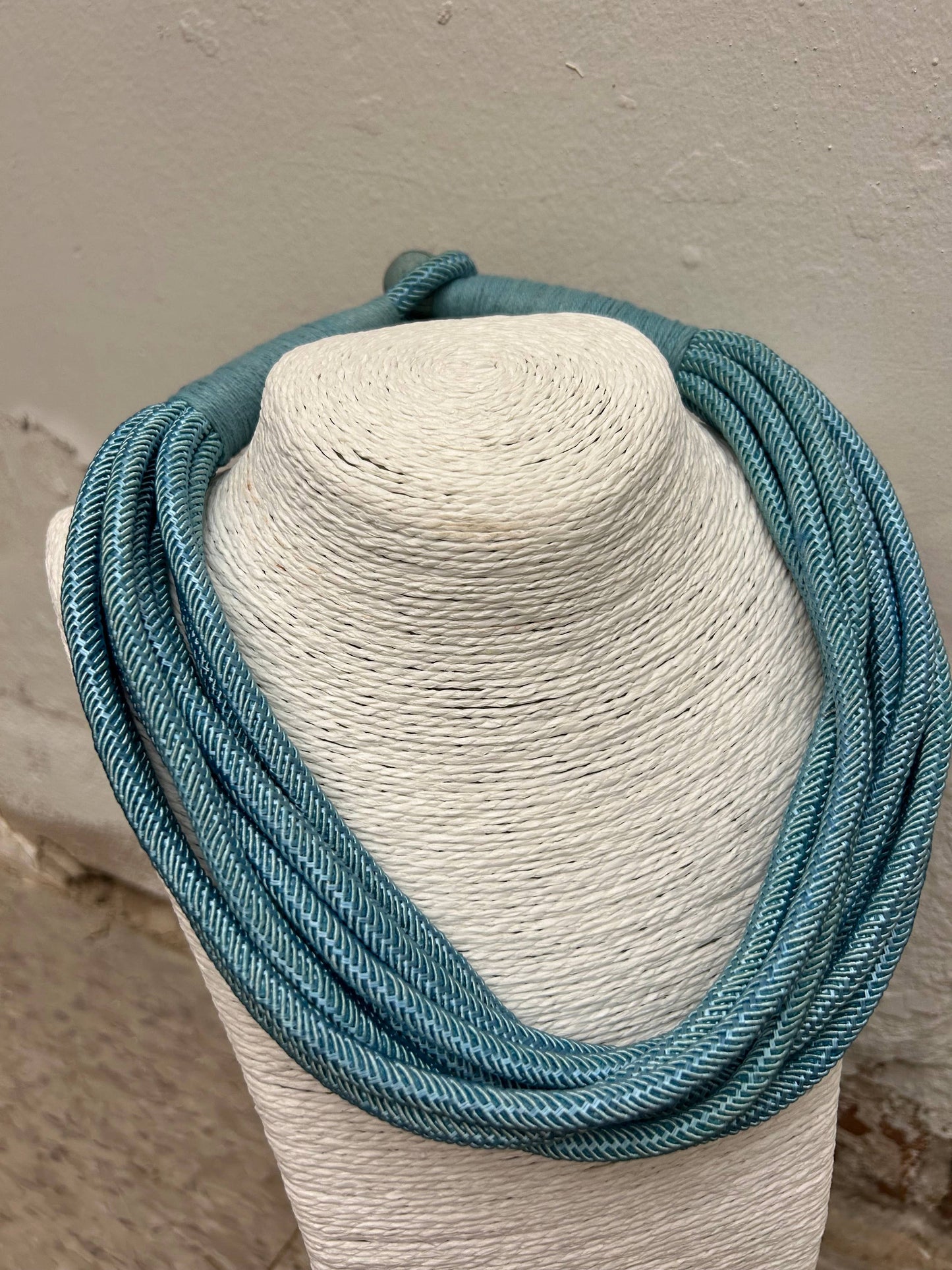 Slub 8-Strand Necklace - Dusty Light Blue