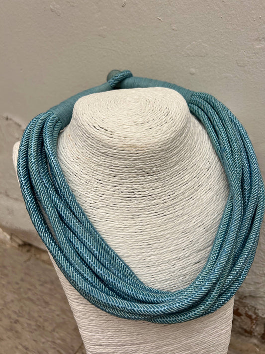 Slub 8-Strand Necklace - Dusty Light Blue