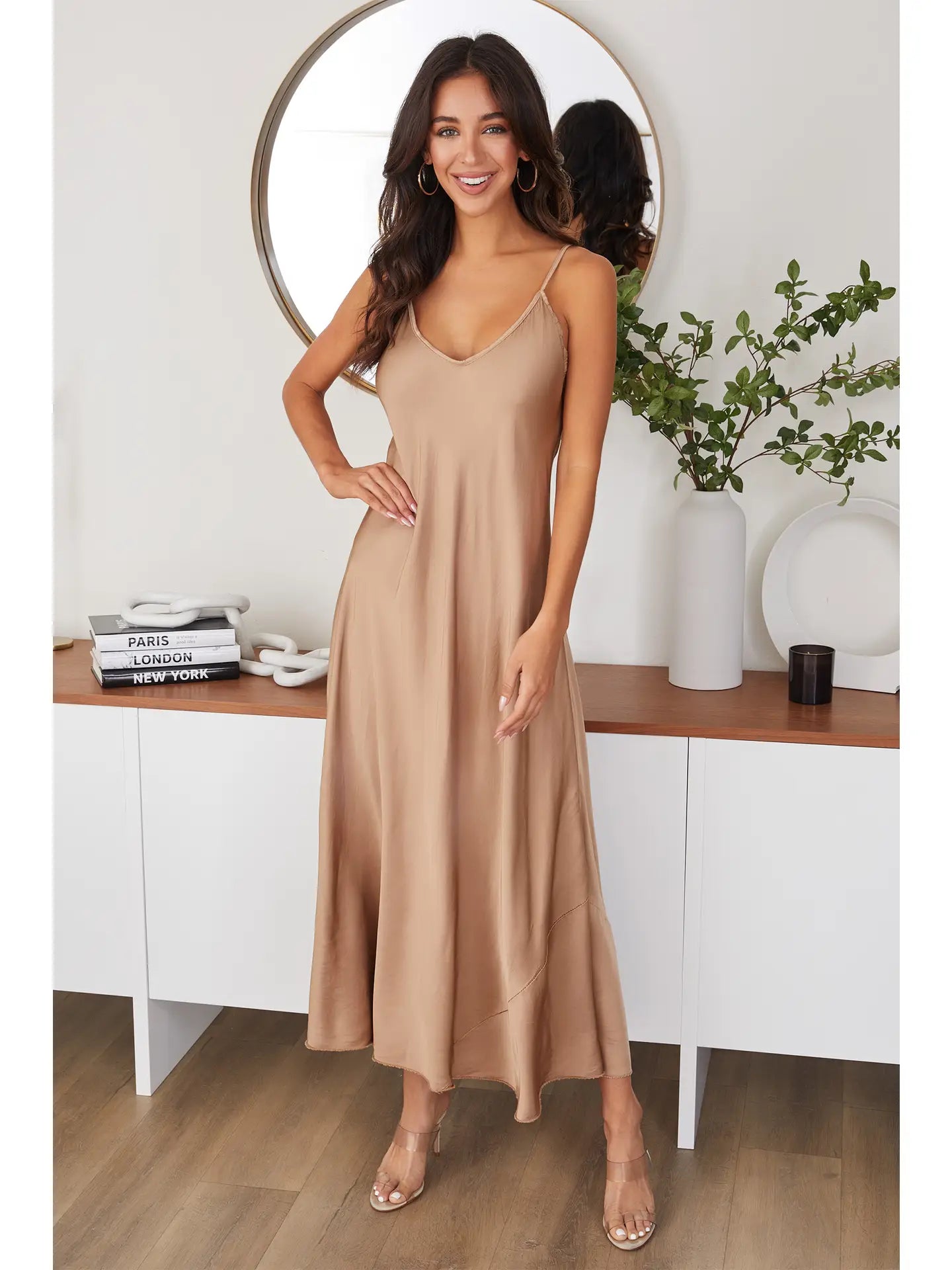 Spaghetti Strap Slip Maxi Dress