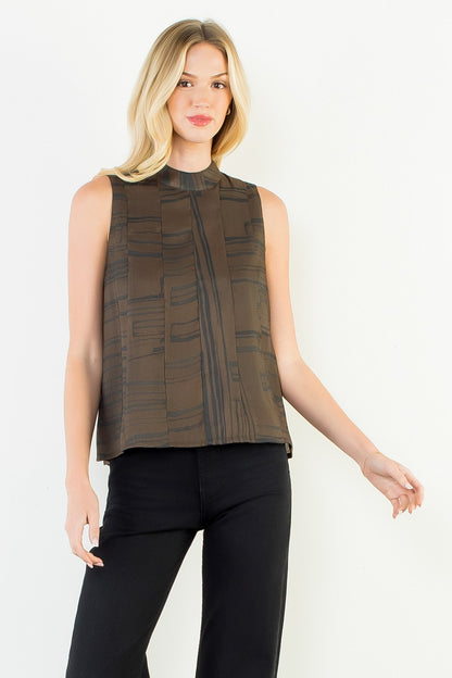 Sleeveless Zebra Stripes Top - Brown