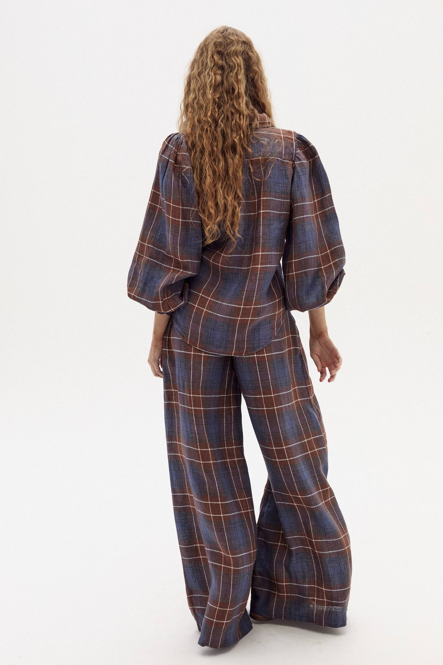 Camille Linen Shirt - Forest Checks