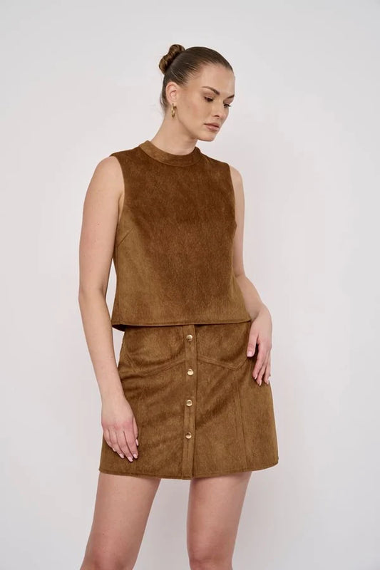 Hugo Short Skirt - Camel Suede