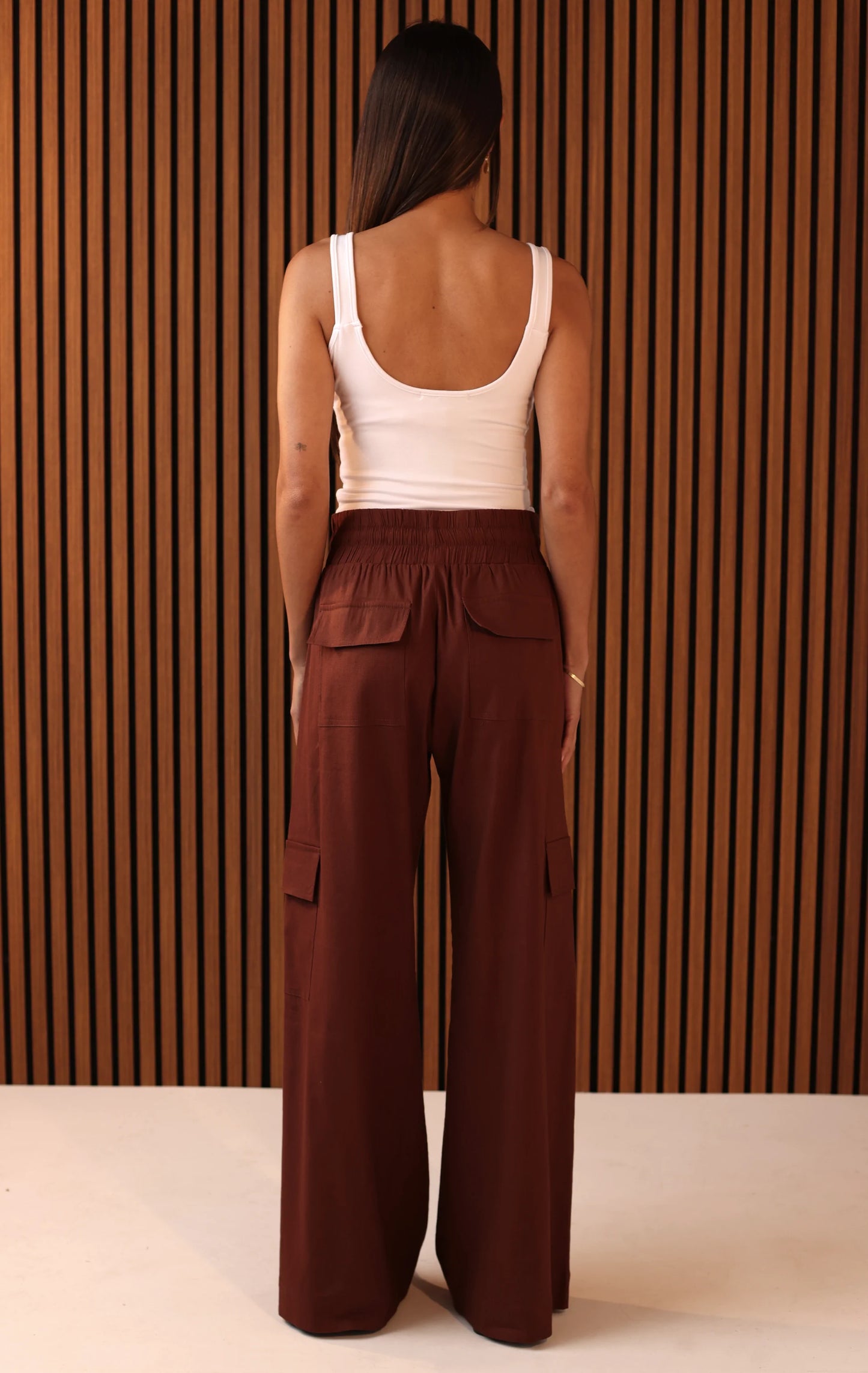 Cargo Linen Pant - Cinnamon Brown