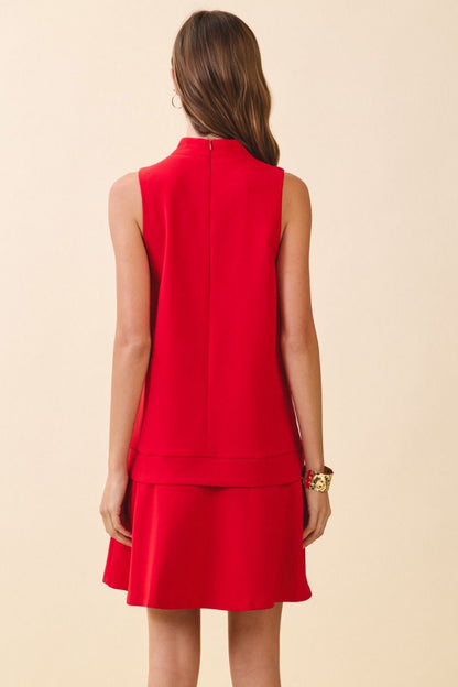 Layered Hem Sift Dress - Red