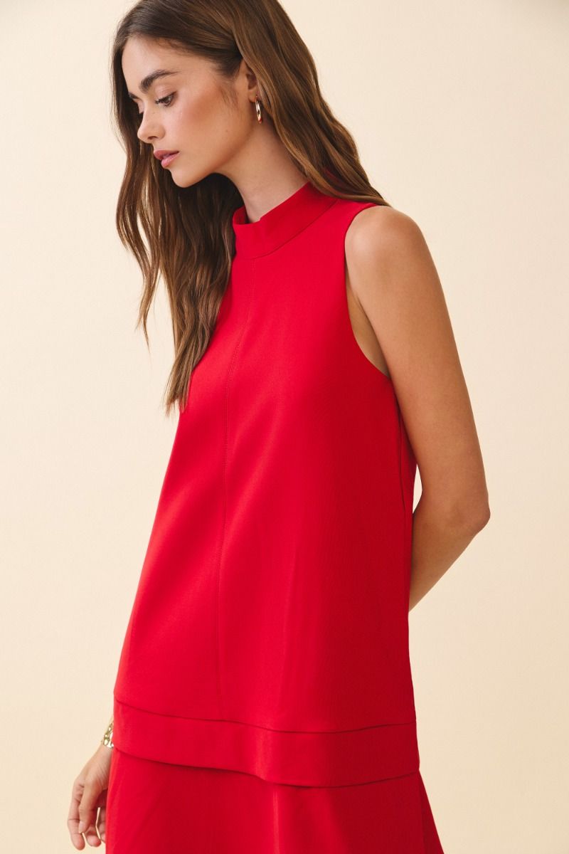 Layered Hem Sift Dress - Red