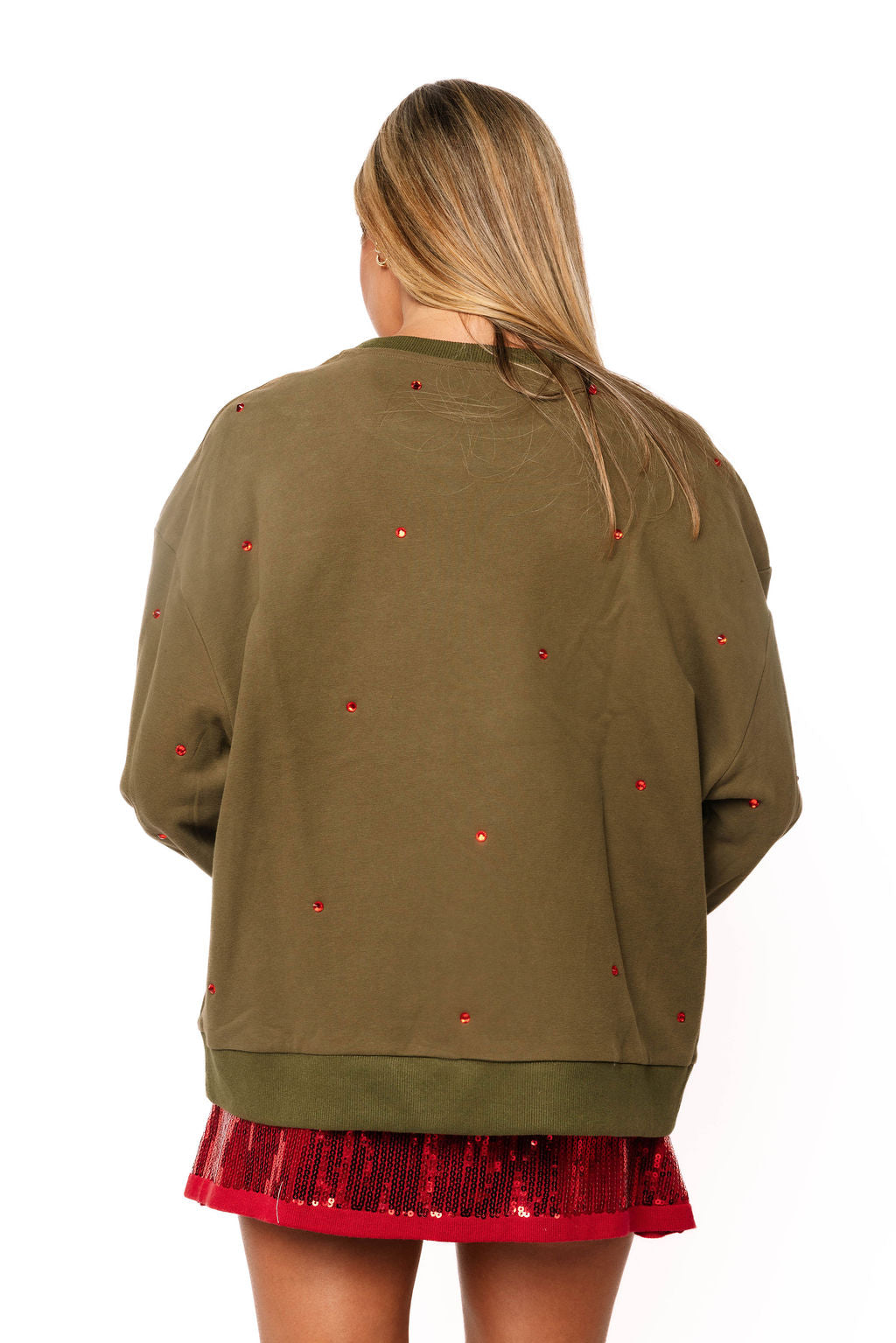 Queen of Sparkles Olive Green Santa in a Martini Glass Sweatshirt