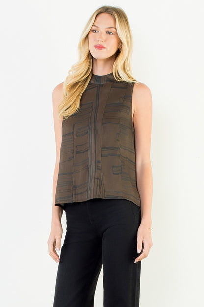 Sleeveless Zebra Stripes Top - Brown