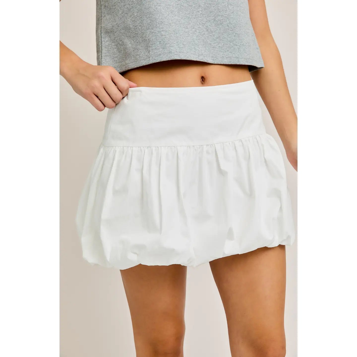 Bubble Hem Mini Skirt - White