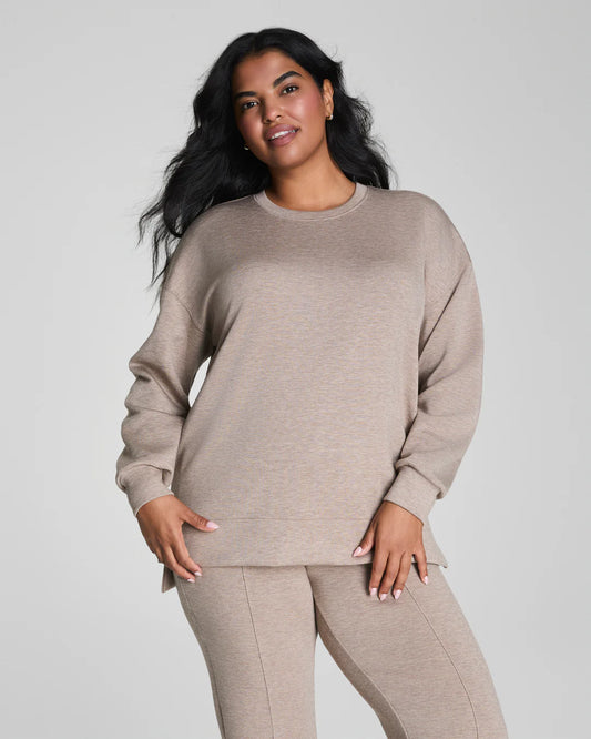 Spanx Brushed AirEssentials Brushed Crewneck Sweatshirt - Birch Heather
