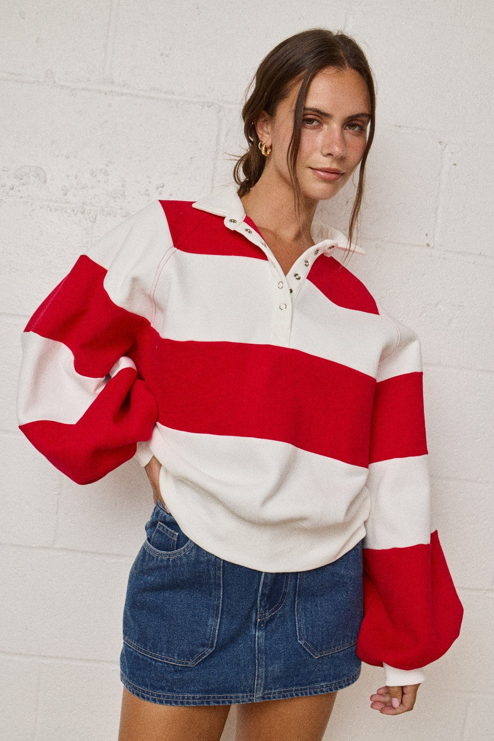 Everly Striped Pullover - Red