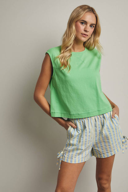 Washed Knit Tank Top - Lime