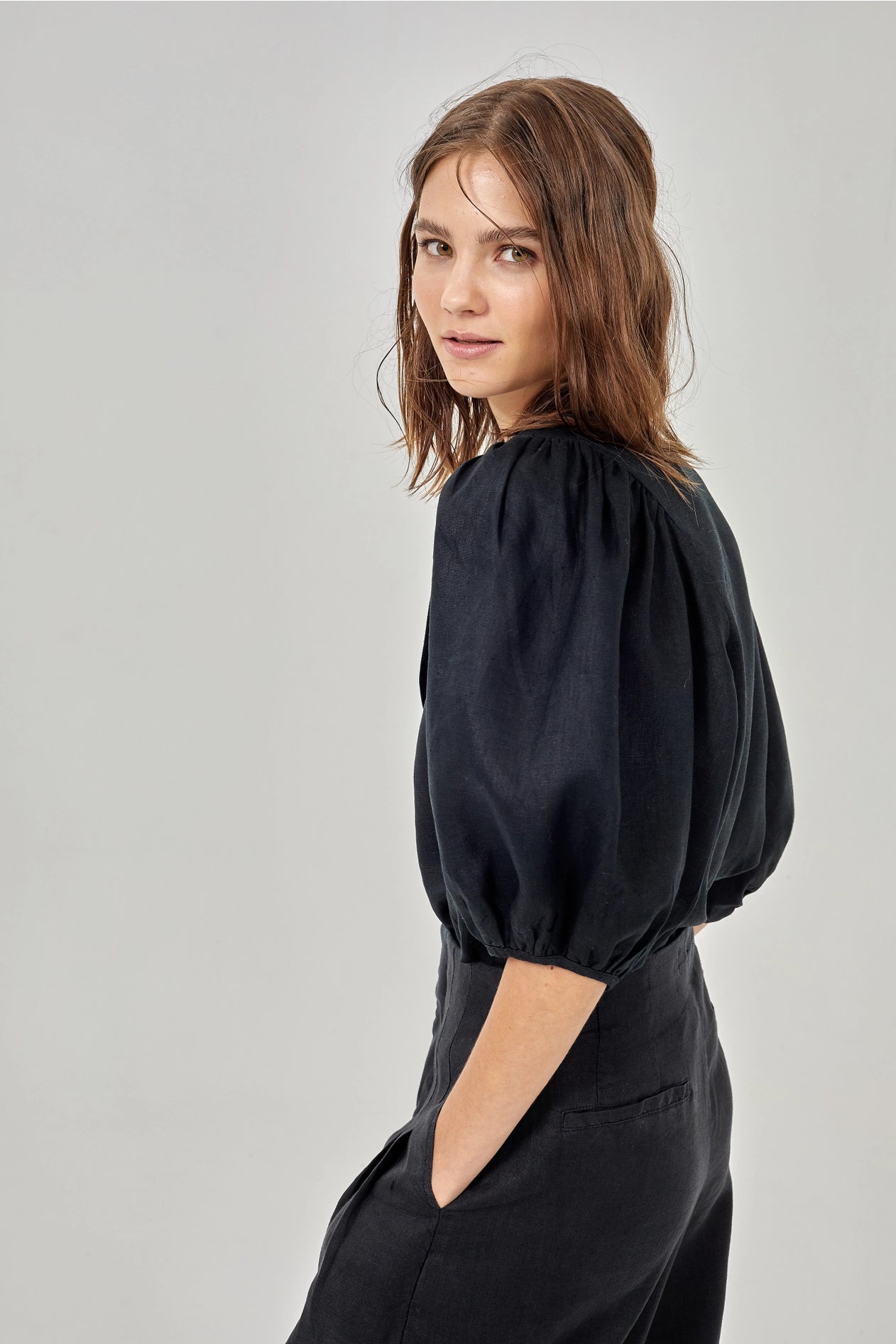 Bubble Linen Shirt - Black