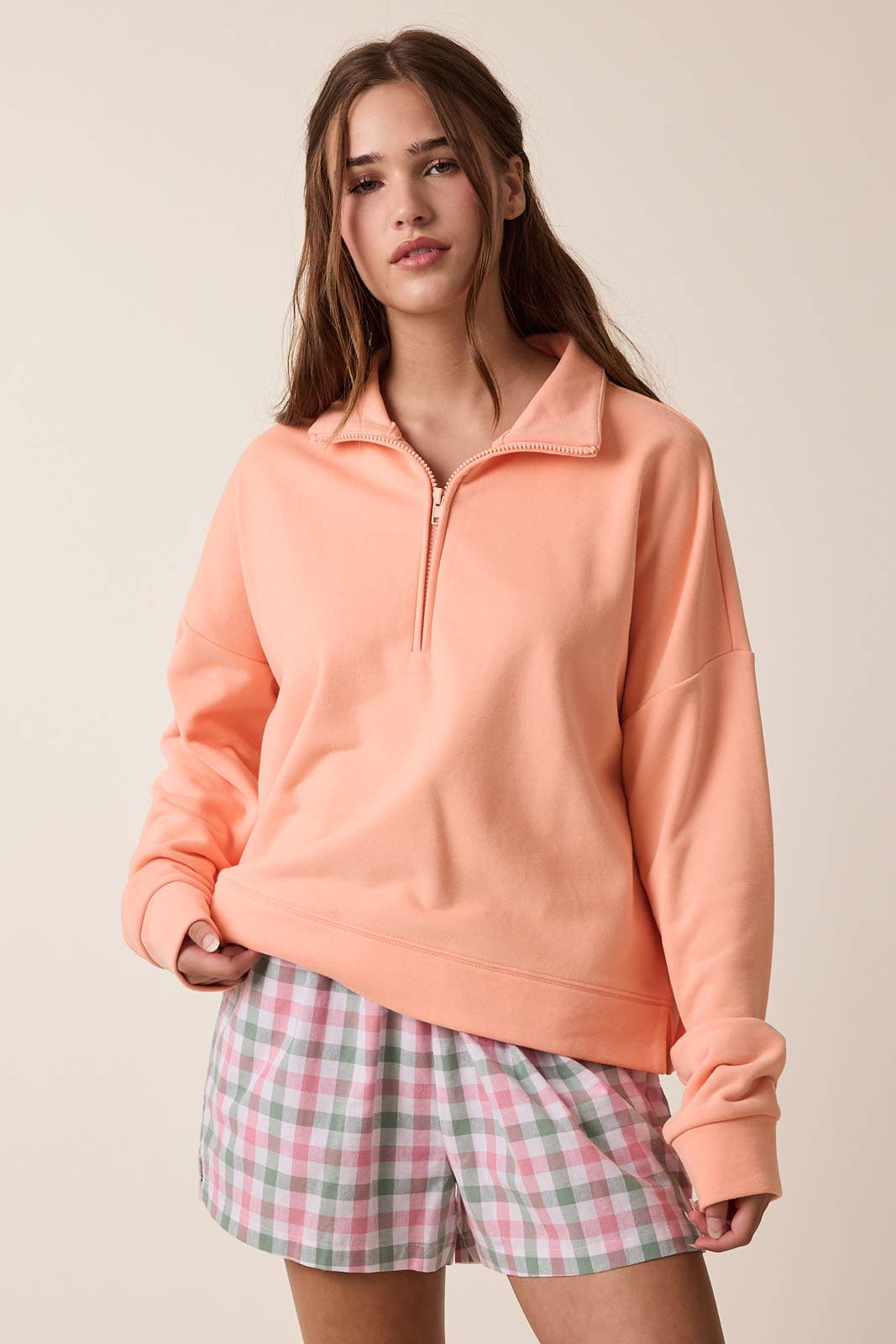 Half-Zip Knit Pullover - Melon