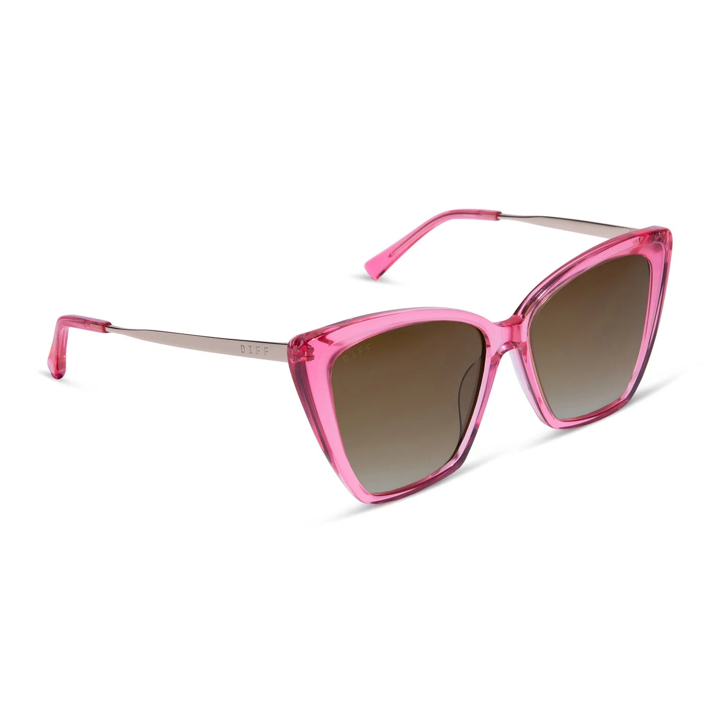 DIFF Eyewear - Becky II - Candy Pink Crystal Brown Gradient Sunglasses